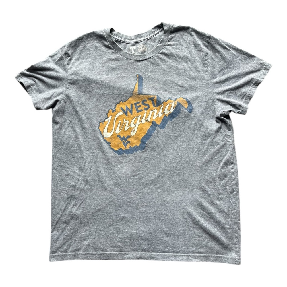 Men’s XL Gray Retro Style West Virginia Mountaineers  Football T-Shirt NCAA